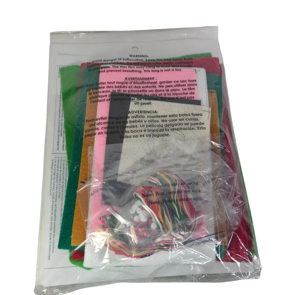 Bucilla Santa Poinsettia Tree Felt Stocking Kit 18 Inch Xmas Beads Sequins New